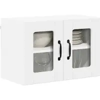 vidaXL Wandglas Kasten LUCCA Wit 60 x 31 x 40 cm Bewerkt hout