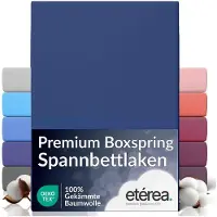 Eterea Cosmesi Naturale etérea Extra Jersey Hoeslaken 240x220 cm - Oekotex - 100% katoen - bis 35 cm - Blauw