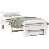 vidaXL Bedframe met hoofdeinde Wit 90 x 200 cm Massief grenenhout