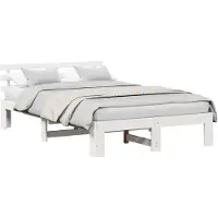 vidaXL Bedframe met hoofdeinde Wit 135 x 190 cm Massief grenenhout