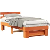 vidaXL Bedframe, wassenbruin, 100 x 200 cm, massief dennenhout
