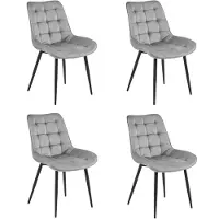 Leobert Chaise - - Bera - Lichtgrijze fluweelstof / Zwarte poten - 54 x 60 x 88 cm - Set van 4