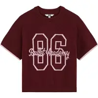 We fashion rechtvallend T-shirt - donkerrood Meisjes Ronde hals Effen - maat 158/164
