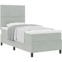 vidaXL Boxspring bed met hoofdeinde Lichtgrijs 100 x 200 cm Fluweel