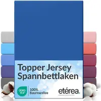 Eterea Cosmesi Naturale etérea Topper Jersey Hoeslaken 140x200 - 160x200 cm Oekotex Made in Green - 100% katoen - Blauw