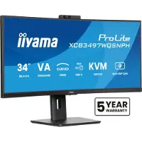 Iiyama ProLite XCB3497WQSNPH-B1 - 34 inch - WQHD - VA - USB-Hub (4x) - Verstelbaar - USB-C Dock - Curved - Hello Cam