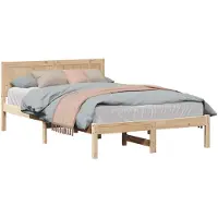 vidaXL Bedframe Bruin 135 x 190 cm Massief grenenhout