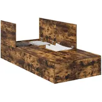 vidaXL Opbergbedframe met opslag Rook Eiken 90 x 200 cm Bewerkt hout