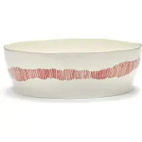 Serax Ottolenghi Feast saladeschaal Ø27,5 cm White stripes-red