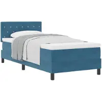 vidaXL Boxspring bed met matras Donkerblauw 100 x 200 cm Fluweel