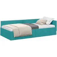 vidaXL Hoek Bed Frame met hoofdeinde Turquoise 90 cm x 200 cm Fluweel