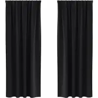 vidaXL Blackout Gordijnen met Ringen 2 pcs Zwart 260 x 140 cm