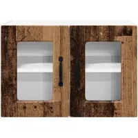 vidaXL Wandglas Kasten PORTO Oudhout 60 x 31 x 40 cm Bewerkt hout