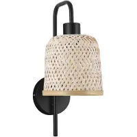 Lyora Wandlamp Intra zwart met bamboe kapje