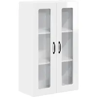 vidaXL Wandglas Kasten PORTO Hoogglans wit 60 x 31 x 100 cm