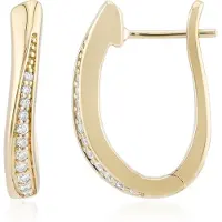 Cavill - Zilveren Oorbellen Goud Verguld - 0,153 ct I1 (G) Ronde Briljant Diamanten Pavé - Luxe Elegante Dames Oorbellen 20 mm