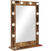 vidaXL Make-up Spiegel Rechthoekig Beton Grijs 70 x 50 x 18 cm