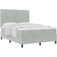 vidaXL Boxspringbed met matras, lichtgrijs, 160 x 200 cm, fluweel