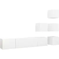 vidaXL 6-delige Tv-meubelset bewerkt hout wit