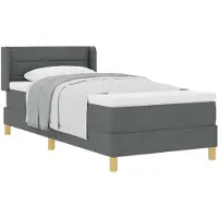 vidaXL Boxspringbed met matras, donkergrijs, 200 x 90 cm, gestoffeerd