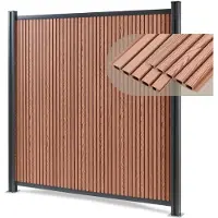 Neu.holz WPC schutting Grassano uitbreidingsset met 2 palen 185x180 cm bruin en antracietgrijs