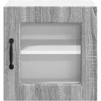 vidaXL Wandkast met glazen deuren, model PORTO, 2 stuks. Grijze Sonoma houtvezel