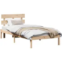 vidaXL Bedframe met hoofdeinde Bruin 90 x 190 cm Massief grenenhout
