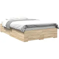 vidaXL Bedframe met lade met opslag Bruin 140 x 200 cm Bewerkt hout