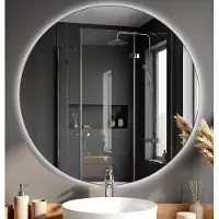 CLP Vendula LED Badkamerspiegel Rond - Touchdimmer - 3 Lichtstanden - Anti-condens - Frameloze Wandspiegel - Ø 80 helder/glas