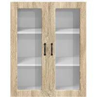 vidaXL Wandkast met glazen deuren, model LUCCA, Sonoma-eikenhout, 80 x 31 x 100 cm