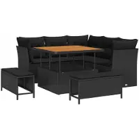 vidaXL Tuinbank Set 8 st 5-Aantal zitplaatsen Zwart poly rattan