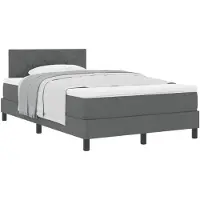 vidaXL Boxspring bed met hoofdeinde Donkergrijs 120 x 200 cm Stof
