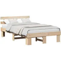 vidaXL Bedframe met hoofdeinde Naturel 120 x 200 cm Massief grenenhout