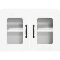 vidaXL Wandkast met glazen deuren, model PORTO, 2 stuks, wit, van houtvezel