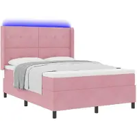 vidaXL Boxspring bed met hoofdeinde Roze 140 x 200 cm Fluweel