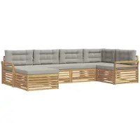 vidaXL Buiten bank set 6 st Wit en Lichtgrijs Polyester
