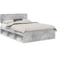 vidaXL Bedframe, betonkleur, 150 x 200 cm, massief grenenhout