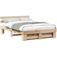 vidaXL Bedframe met hoofdeinde Bruin 150 x 200 cm Massief grenenhout