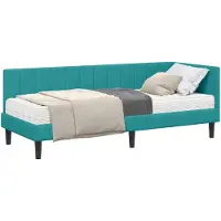 vidaXL Hoekbedframe met Matras met hoofdeinde 2 st Turquoise Fluweel