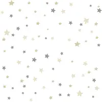 Happy Behang - Sterren - Zand Beige Grijs - Neutrale Babykamer - Kinderkamer Speelkamer - Vliesbehang - 0,53 x 10,05 M -
