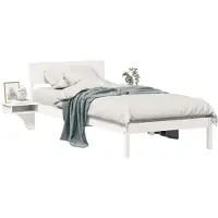 vidaXL Bedframe met hoofdeinde Wit 90 x 190 cm Massief grenenhout