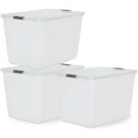 Iris Storage Opbergbox met Clips - 60L - XXL Opslag - Stapelbaar -Kunststof - Transparant/Grijs - Set van 3