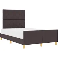 vidaXL Bedframe met hoofdeinde Donkerbruin 120 x 190 cm Stof