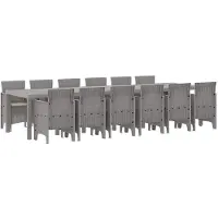 vidaXL Tuin Eettafel Set 13 st Lichtgrijs Polt riet