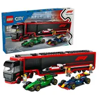 LEGO City F1 Truck met RB20 en AMR24 F1 auto's 60445