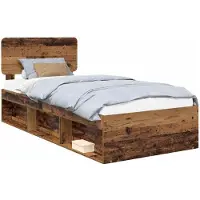 vidaXL Bedframe met hoofdeinde Oudhout 75 x 190 cm Massief grenenhout
