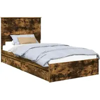 vidaXL Opbergbed met lade Rook Eiken 100 x 200 cm Bewerkt hout