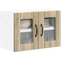 vidaXL Wandglas Kasten LUCCA 2 st Sonoma Eiken Bewerkt hout