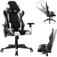 Vdd Gamestoel Thomas - bureaustoel racing gaming - ergonomisch - zwart wit