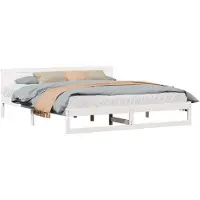 vidaXL Bedframe met hoofdeinde Wit 200 x 200 cm Massief grenenhout